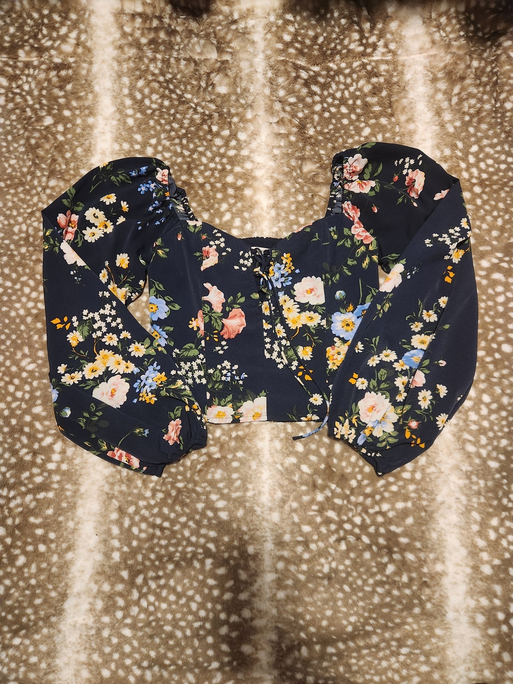 Abercrombie and Fitch floral navy crop top